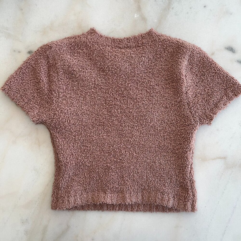 SKIMS I COZY KNIT CROPPED T-SHIRT | ROSE CLAY S/M - Picture 5 of 6